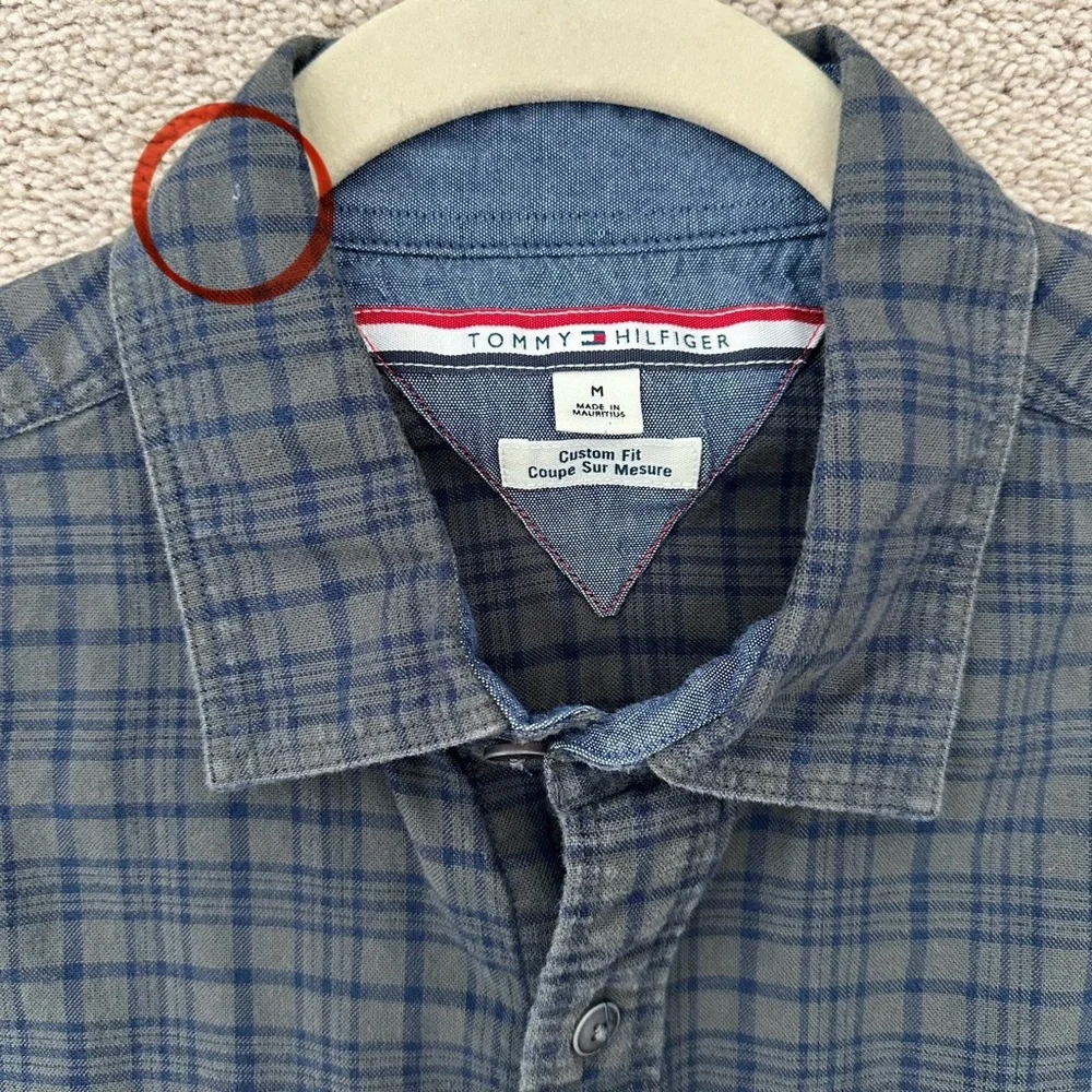 Tommy Hilfiger Green & Navy Checkered Plaid Button Down Shirt